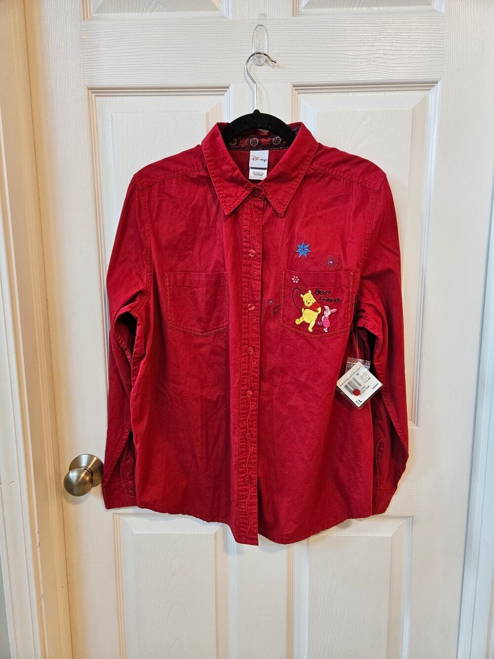 Disney Winnie the Pooh Piglet Best Friends Button Front Shirt Women's Large NWT